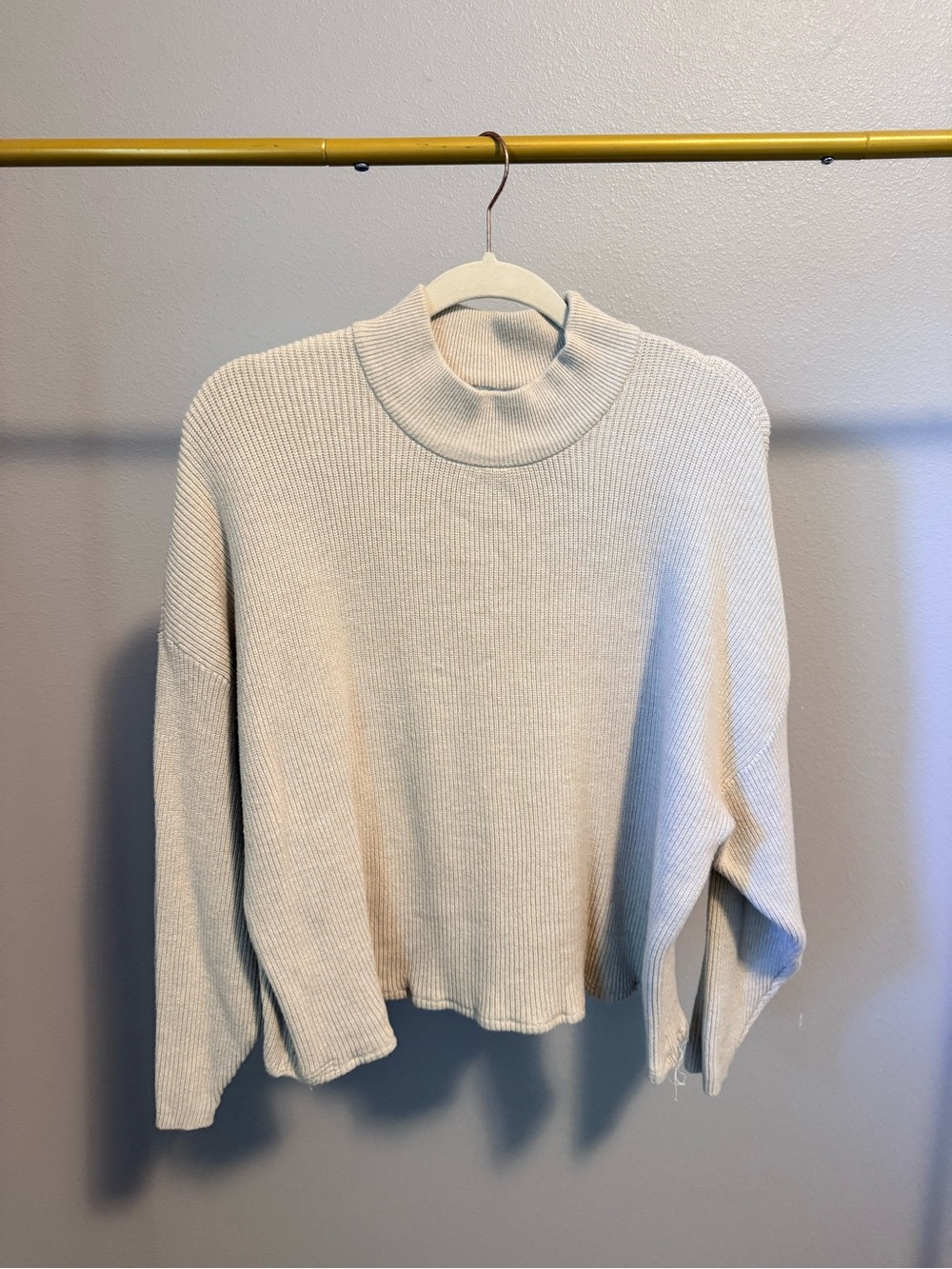 Cozy Cream Ribbed Mock Neck Sweater